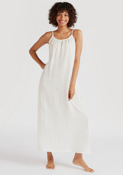 Textured Sleeveless Night Gown with Adjustable Straps
