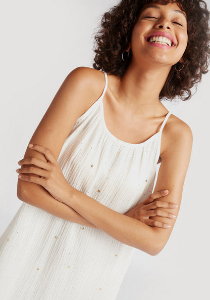 Textured Sleeveless Night Gown with Adjustable Straps