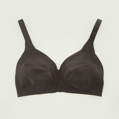 Solid Non-Padded Support Bra with Hook and Eye Closure