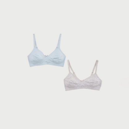 Set of 2 - Solid Basic Bra with Hook and Eye Closure