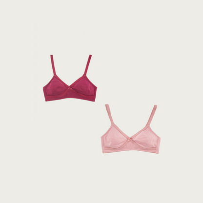 Set of 2 - Solid Non Padded Basic Bra with Hook and Eye Closure