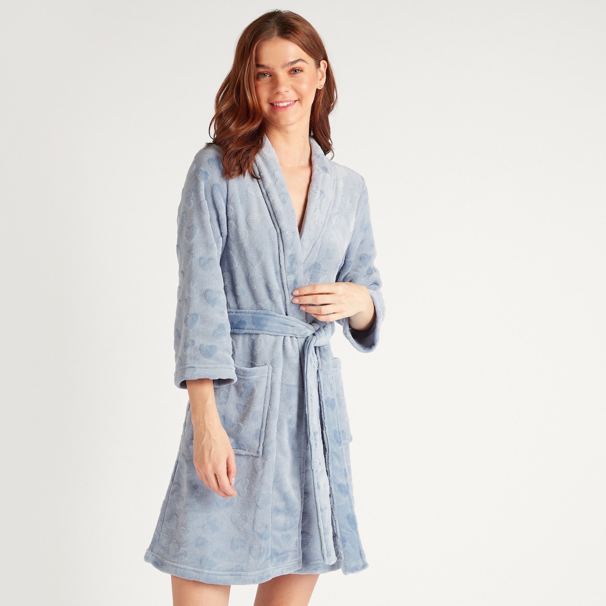 روب نوم بتصميم قلب بارز الملمس بحزام وجيوب-women-clothing-nightwear-robes-image-5