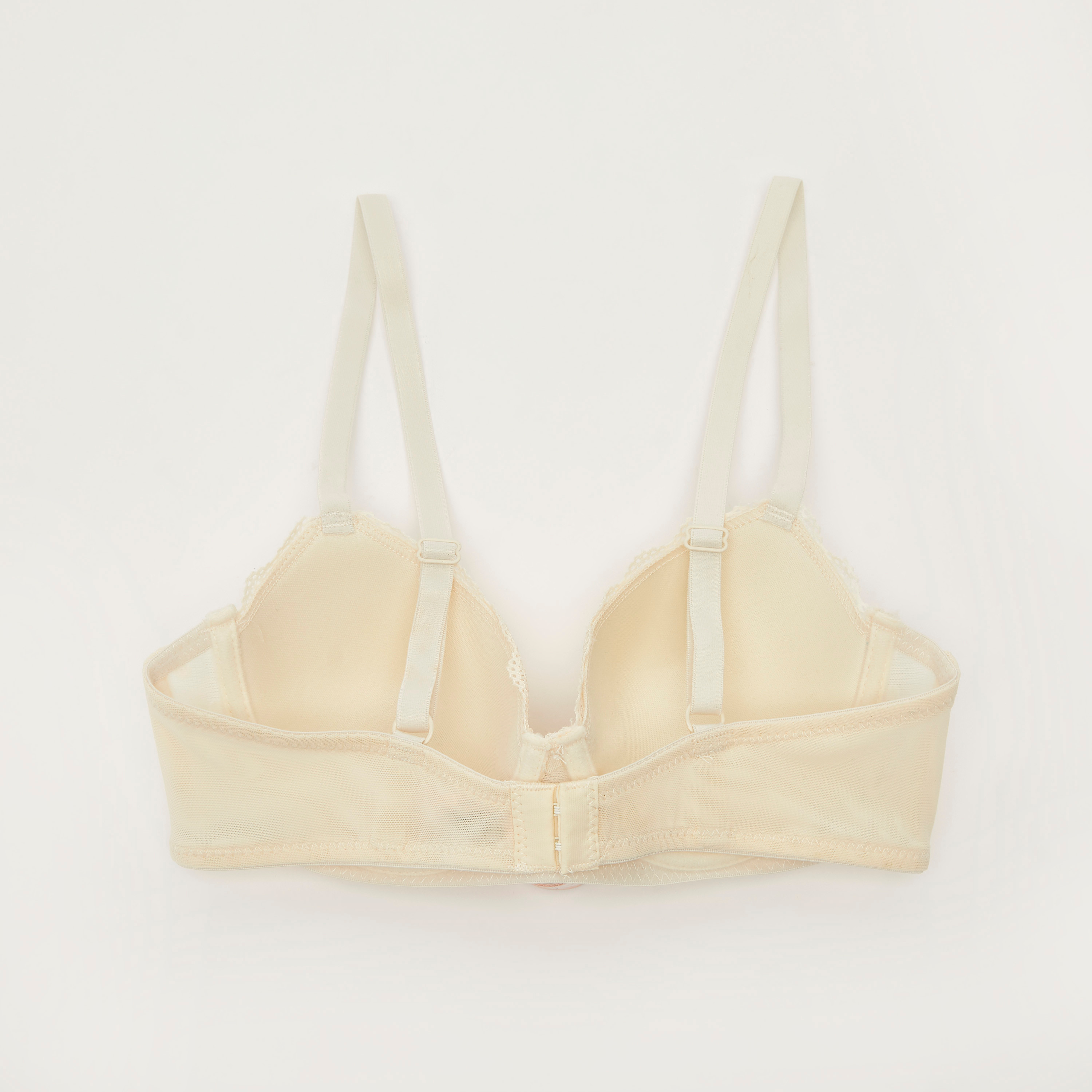 Polka Dot Padded Plunge Bra with Mesh and Lace Detail-women-clothing-lingerie-bras-image-3