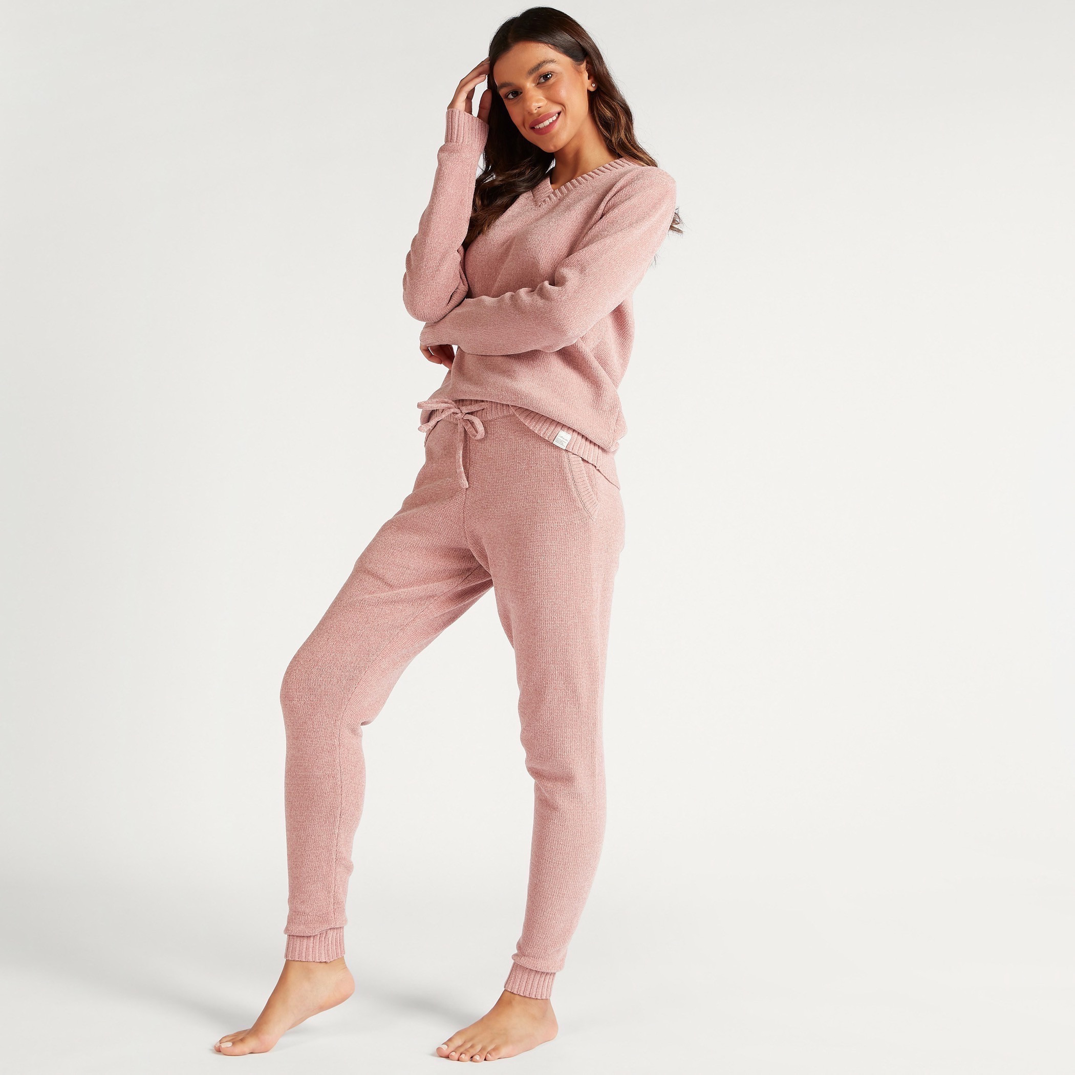 Solid Full Length Pyjamas with Drawstring Closure and Pockets-women-clothing-nightwear-pyjamas-bottoms-image-2