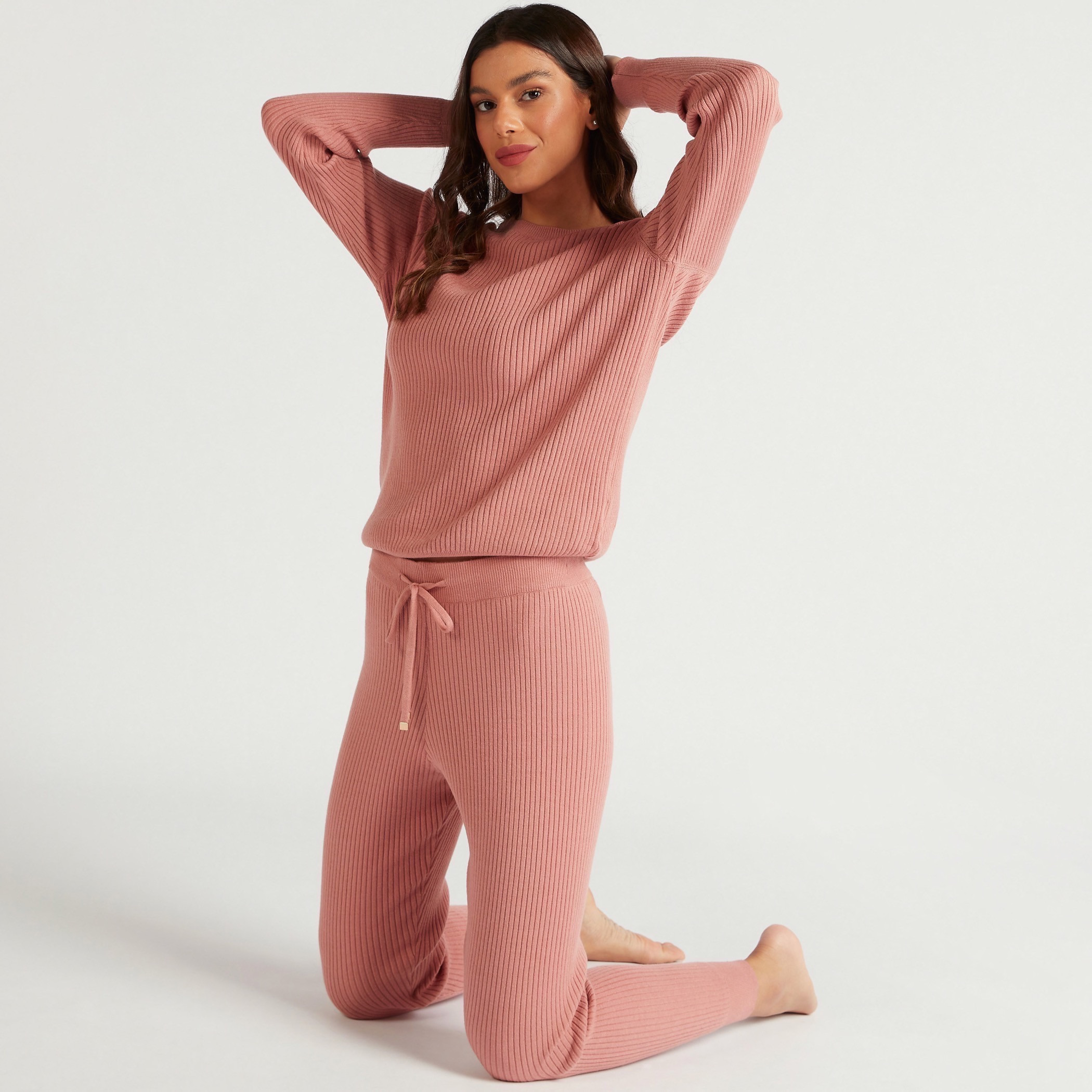 Textured Pyjamas with Drawstring Closure-women-clothing-nightwear-pyjamas-bottoms-image-1
