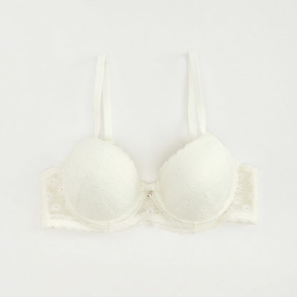 Padded Demi Bra with Lace Design-Bras-image-0