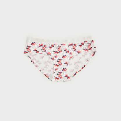 Floral Print Hipster Brief with Elasticated Waistband