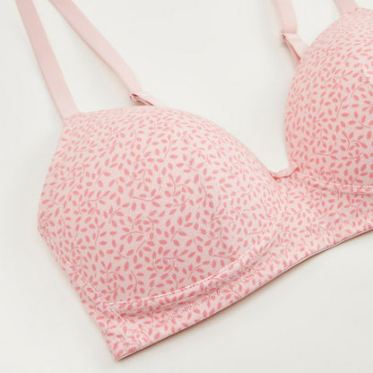 Printed Padded T-shirt Bra with Hook and Eye Closure