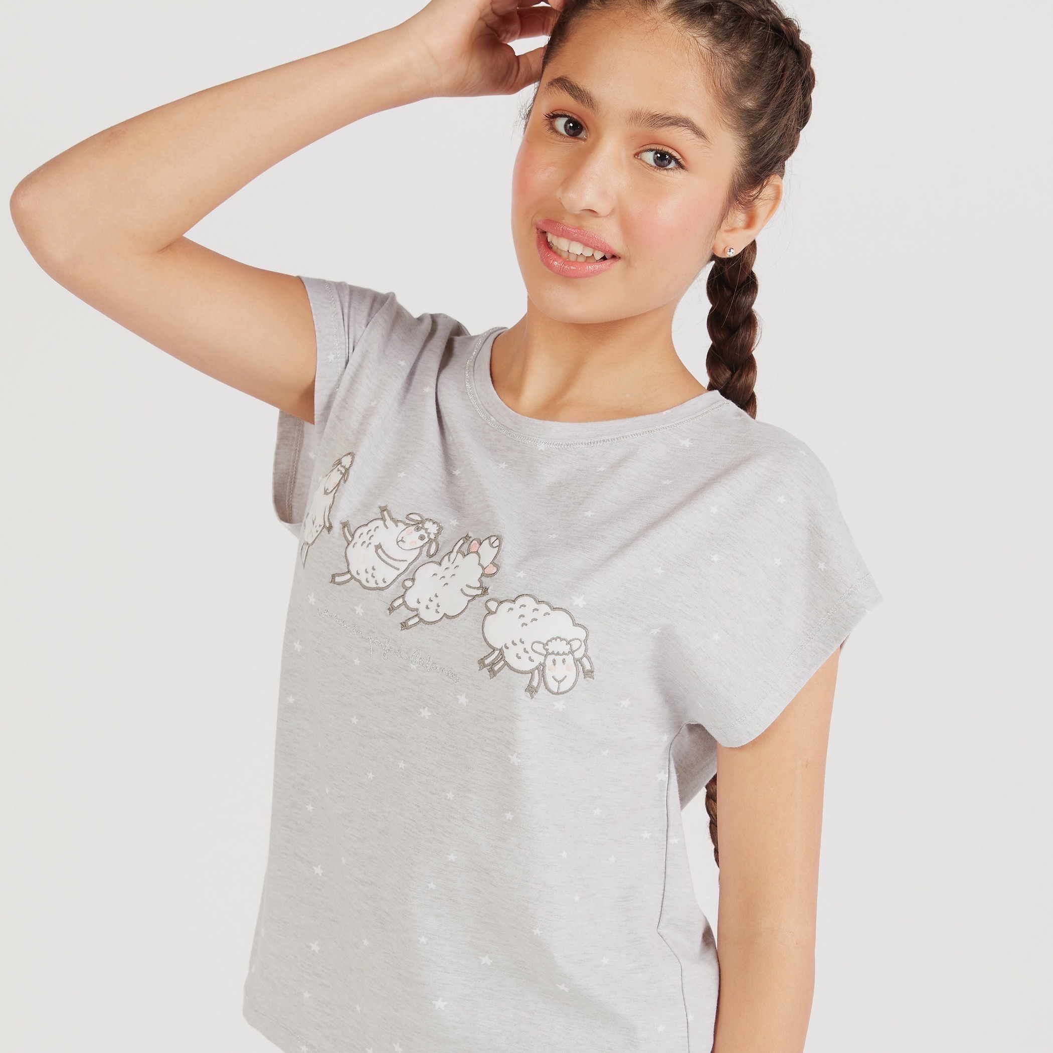 Printed Round Neck T-shirt and Pyjama Set-women-clothing-nightwear-pyjamas-longsets-image-3