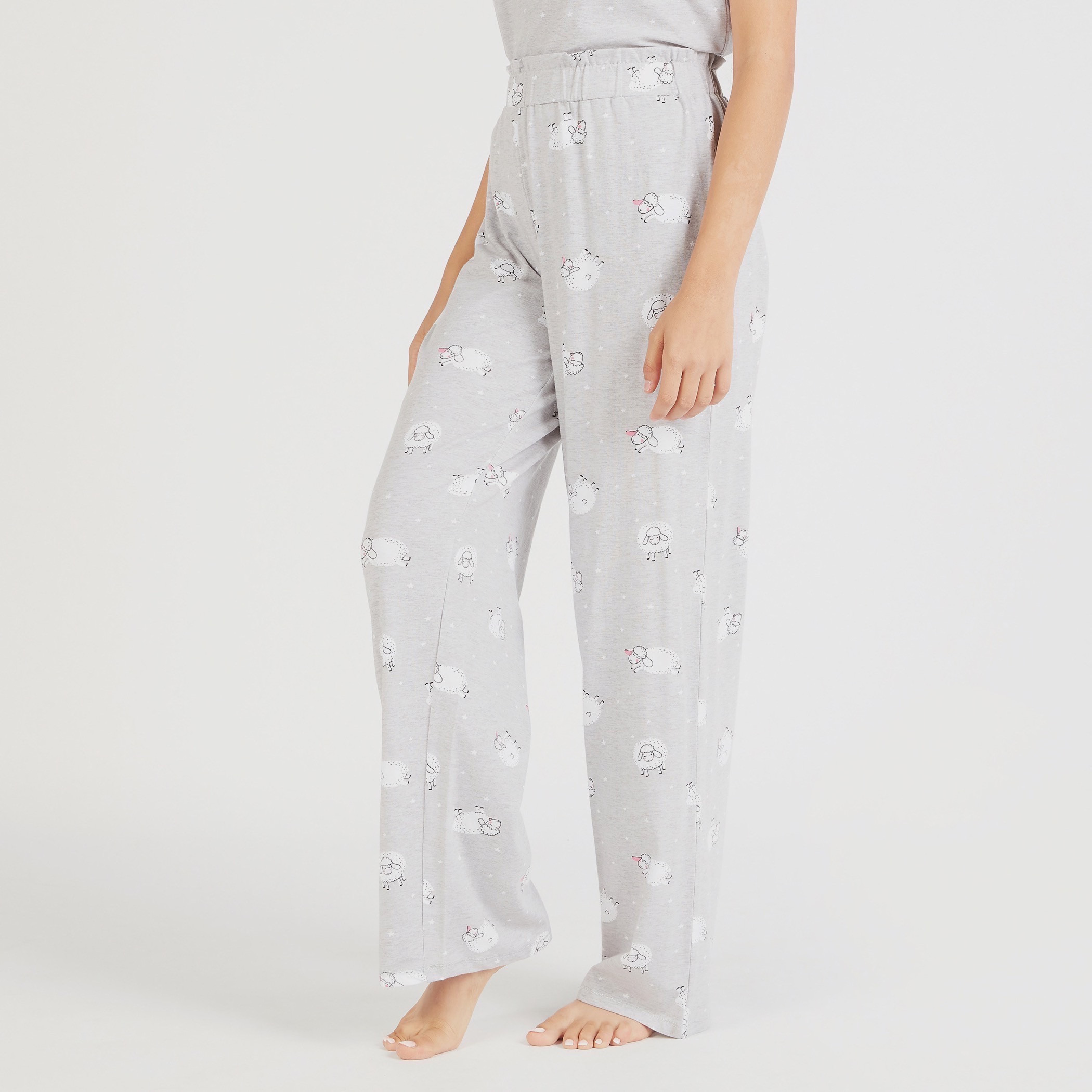Printed Round Neck T-shirt and Pyjama Set-women-clothing-nightwear-pyjamas-longsets-image-5