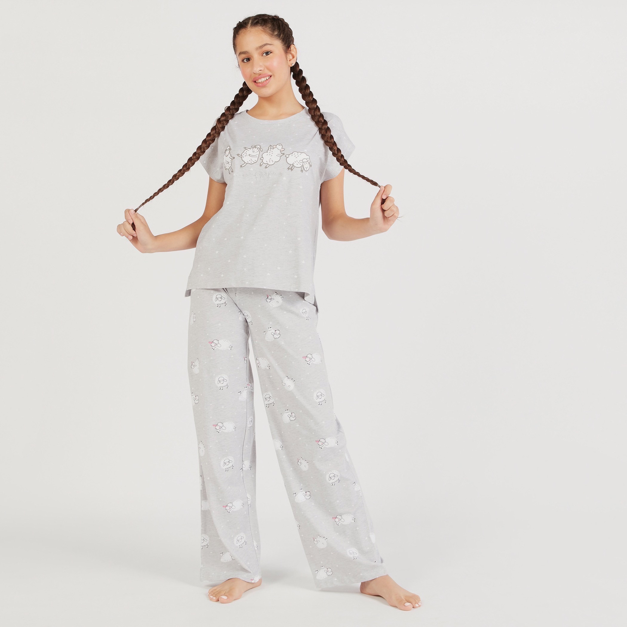 Printed Round Neck T-shirt and Pyjama Set-women-clothing-nightwear-pyjamas-longsets-image-6