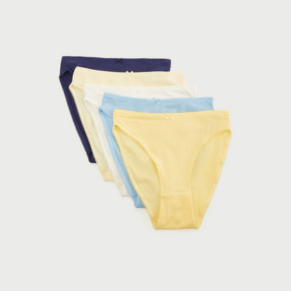 Set of 5 - Solid Hipster Briefs with Elasticated Waistband-Panties-image-0