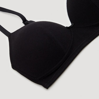 Solid Padded Non-Wired T-shirt Bra with Hook and Eye Closure-Bras-image-1