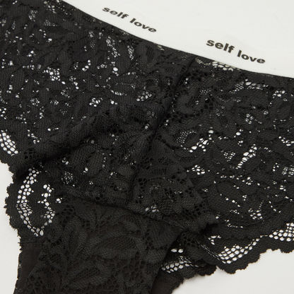 Lace Detail Non-Padded Plunge Bra and Briefs Set