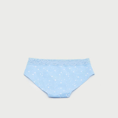 Printed Hipster Briefs with Lace Detail-Panties-image-2