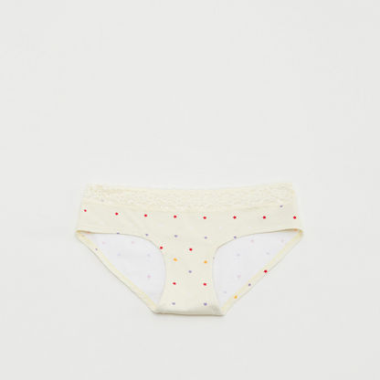 Printed Hipster Briefs with Lace Detail-Panties-image-0