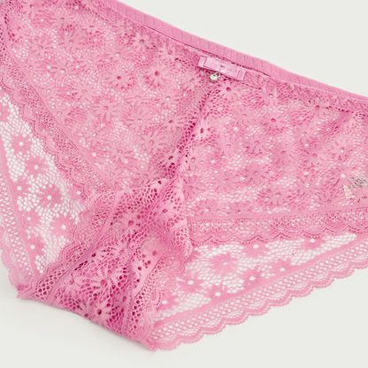 Lace Boyshort with Elasticated Hem and Bow Detail-Panties-image-1