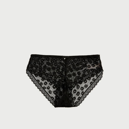 Lace Boyshort with Elasticated Hem and Bow Detail-Panties-image-0