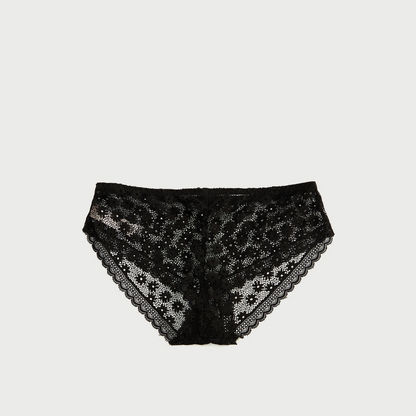 Lace Boyshort with Elasticated Hem and Bow Detail-Panties-image-2