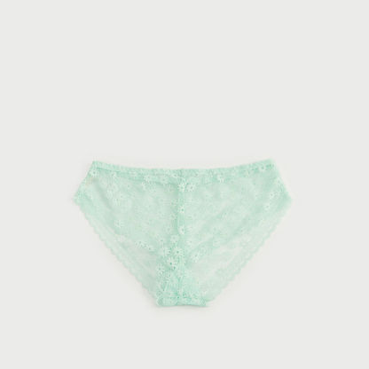 Lace Boyshort with Elasticated Hem and Bow Detail-Panties-image-2