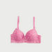 Lace Detail Padded Demi Bra with Hook and Eye Closure-Bras-thumbnail-0