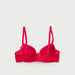 Polka Print Padded Demi Bra with Mesh Detail and Adjustable Straps-Bras-thumbnail-2