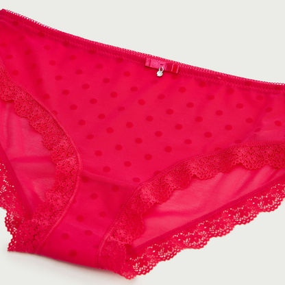 Polka Dot Brief with Lace Detail-Panties-image-1