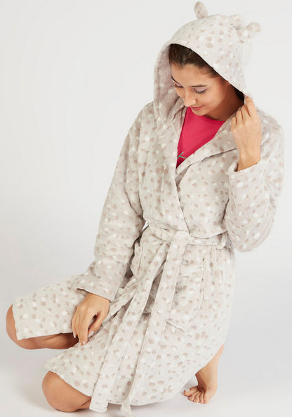 Textured Robe with Hood and Pockets-Robes-image-0