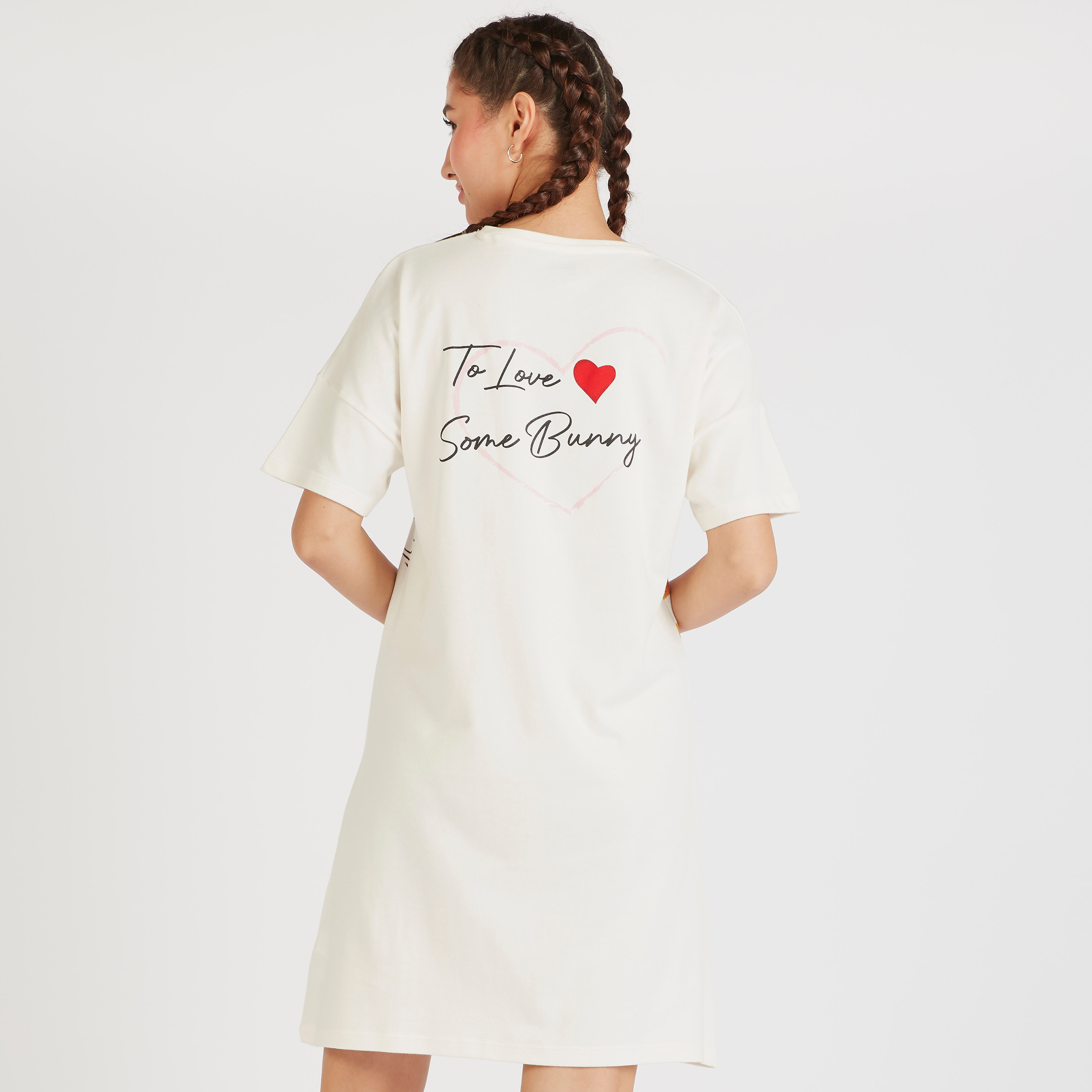 Looney Tunes Print Crew Neck Sleepshirt with Short Sleeves-women-clothing-nightwear-nighties-image-4