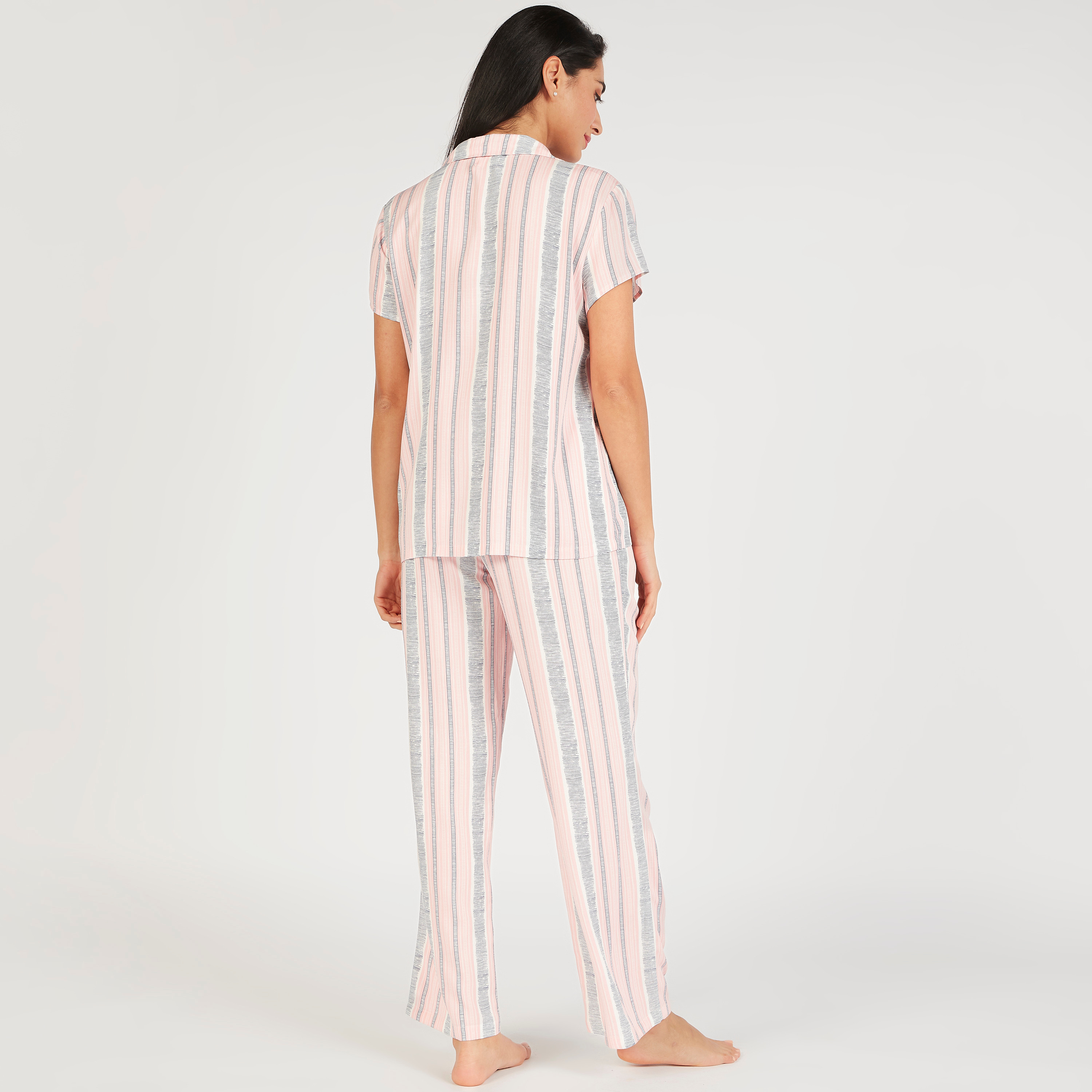 طقم بنطلون بيجاما وقميص مقلّم-women-clothing-nightwear-pyjamas-longsets-image-3