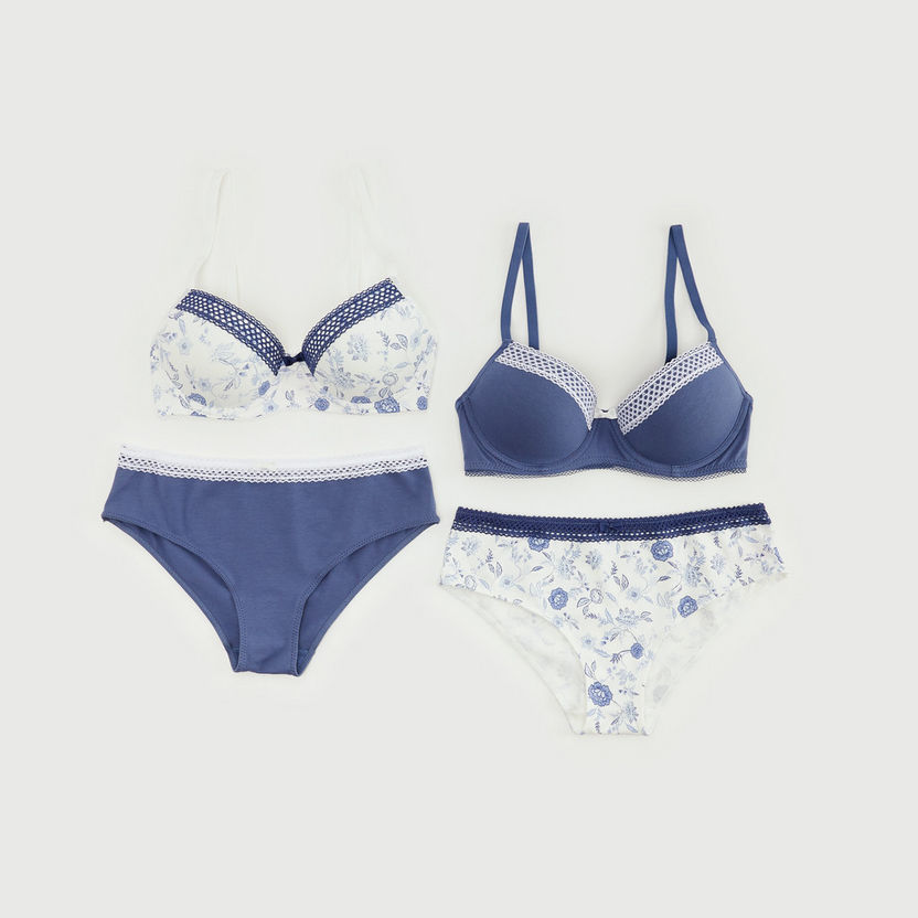 Assorted 4-Piece Padded Bra and Brief Set-Sets-image-0