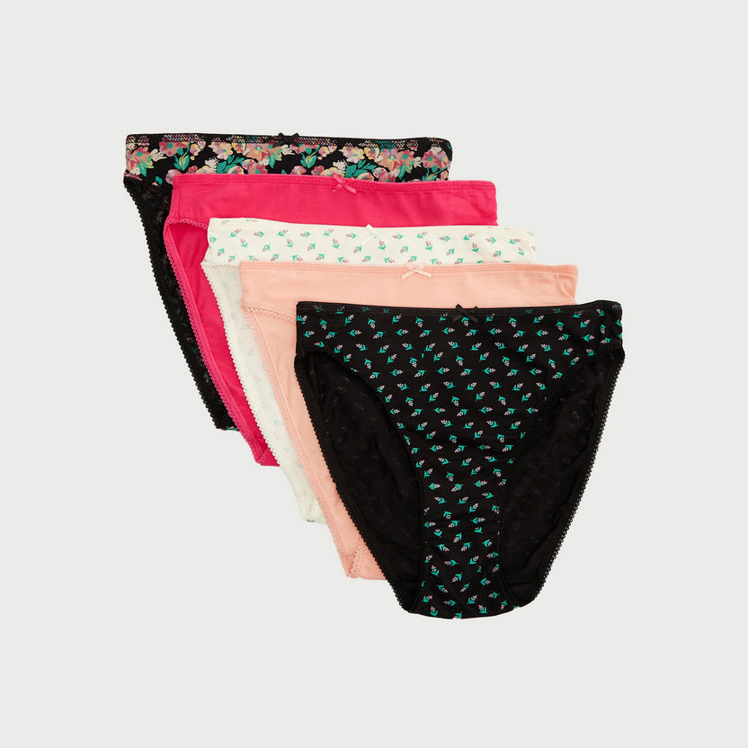 Set of 5 - Assorted Hipsters with Elasticated Waistband-Panties-image-0