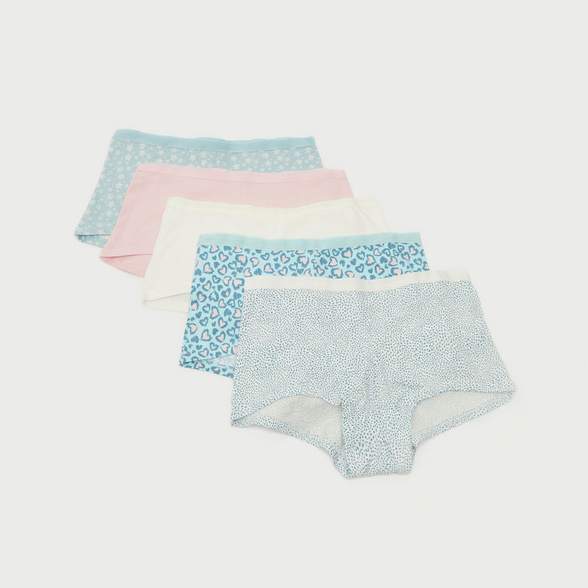 Set of 5 - Assorted Boyshorts with Elasticated Waistband-Panties-image-0