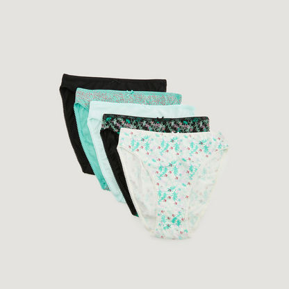 Set of 5 - Printed Briefs with Bow Accent-Panties-image-0