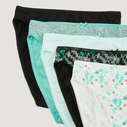 Set of 5 - Printed Briefs with Bow Accent-Panties-image-7