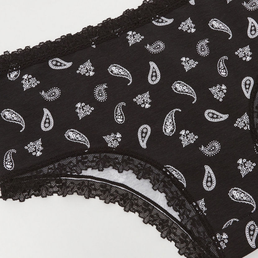 Printed Briefs with Lace Waistband-Panties-image-1
