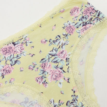 Floral Print Briefs with Lace Detail-Panties-image-1
