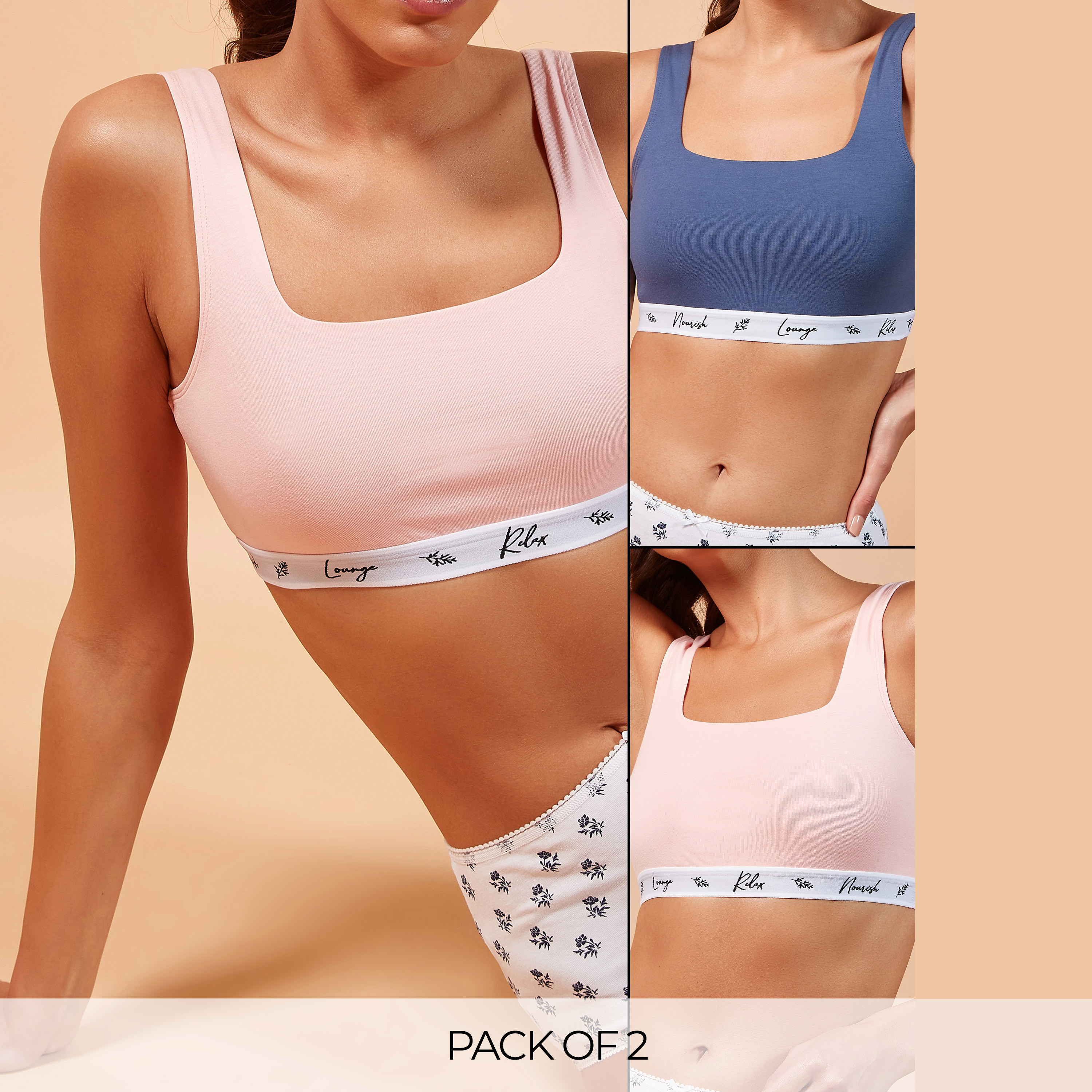 Set of 2 - Non-Padded Sports Bra with Elasticated Band-women-clothing-lingerie-bras-image-6