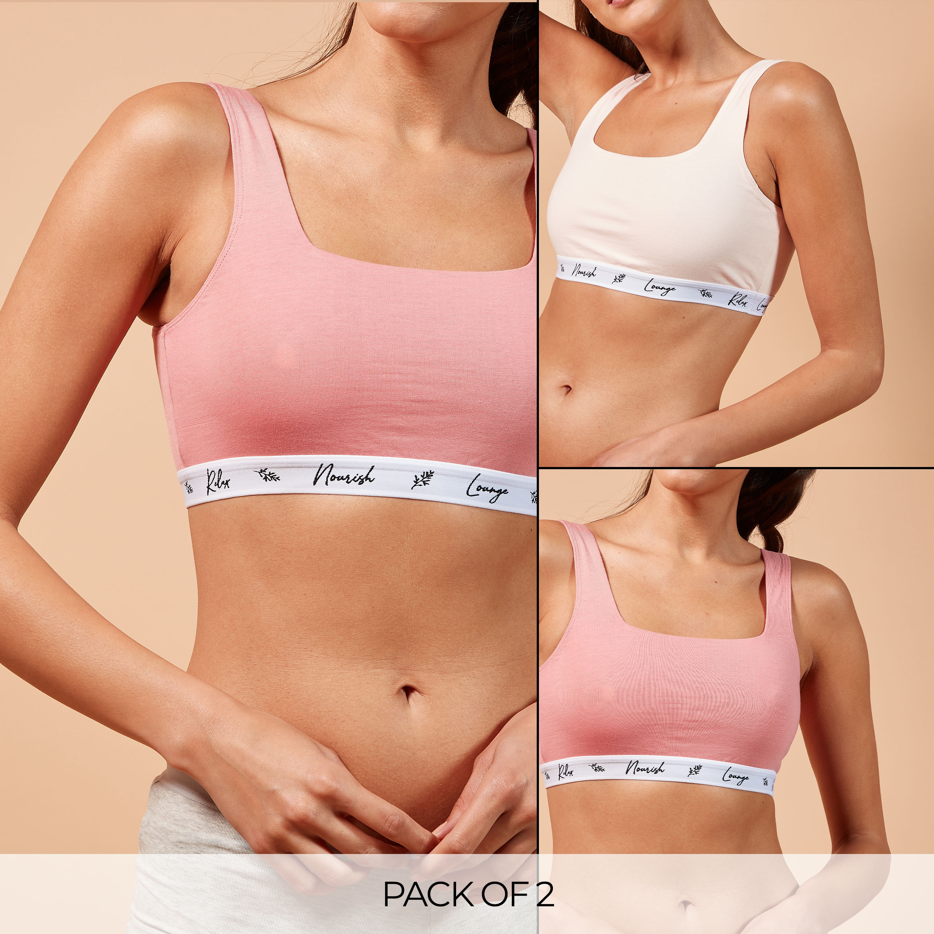 Set of 2 - Non-Padded Sports Bra with Elasticated Band-women-clothing-lingerie-bras-image-1