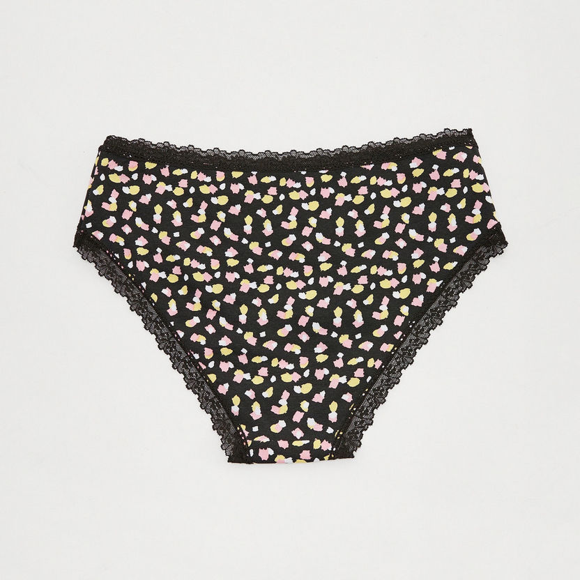 Printed Hipster Brief with Lace Detail-Panties-image-2