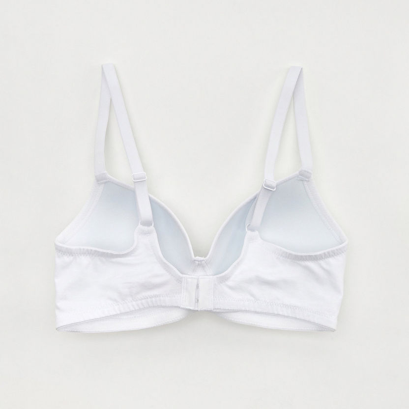 Solid T-shirt Bra with Hook and Eye Closure-Bras-image-2