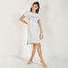 Printed Round Neck Night Dress with Cap Sleeves-Nighties-thumbnailMobile-2