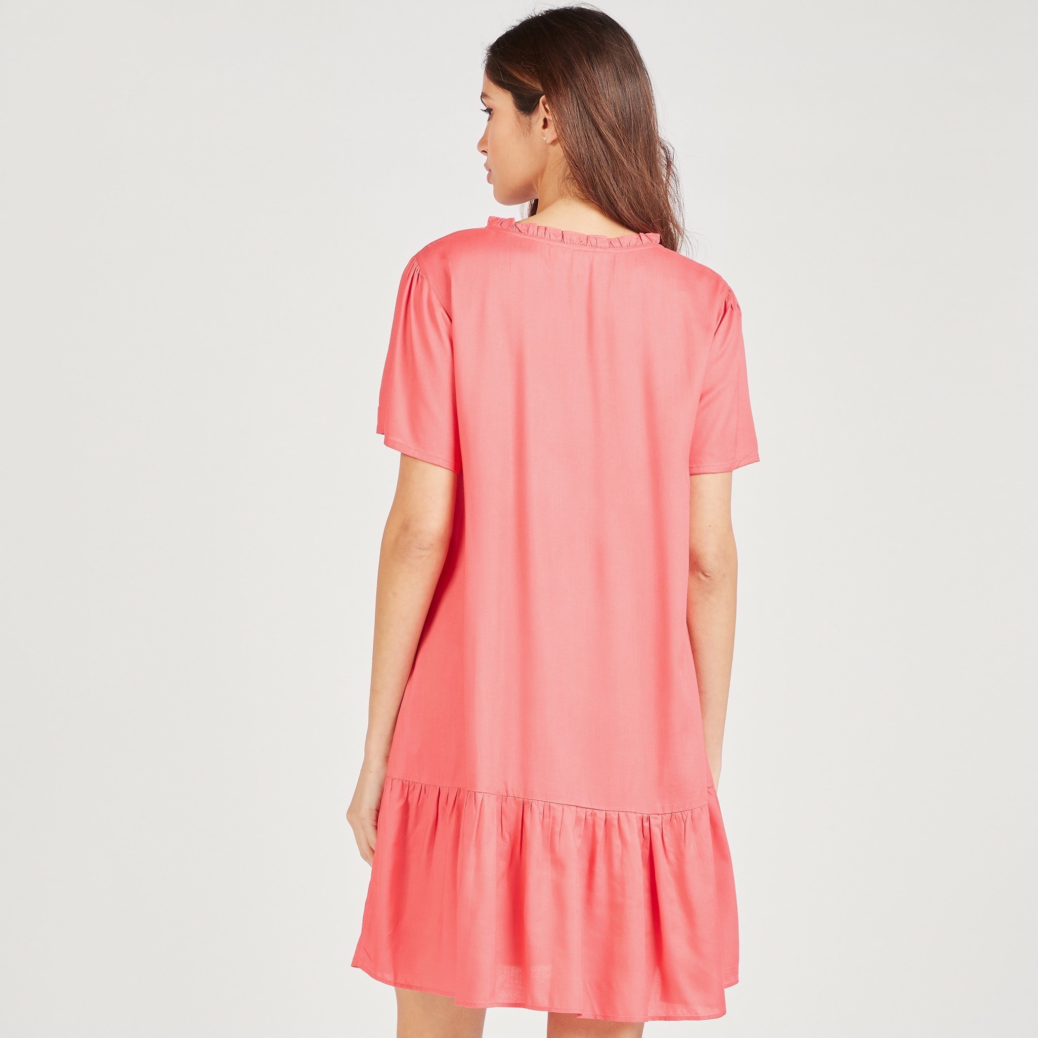 Set of 2 - Assorted Night Dress with Short Sleeves and Ruffled Neckline-women-clothing-nightwear-nighties-image-6