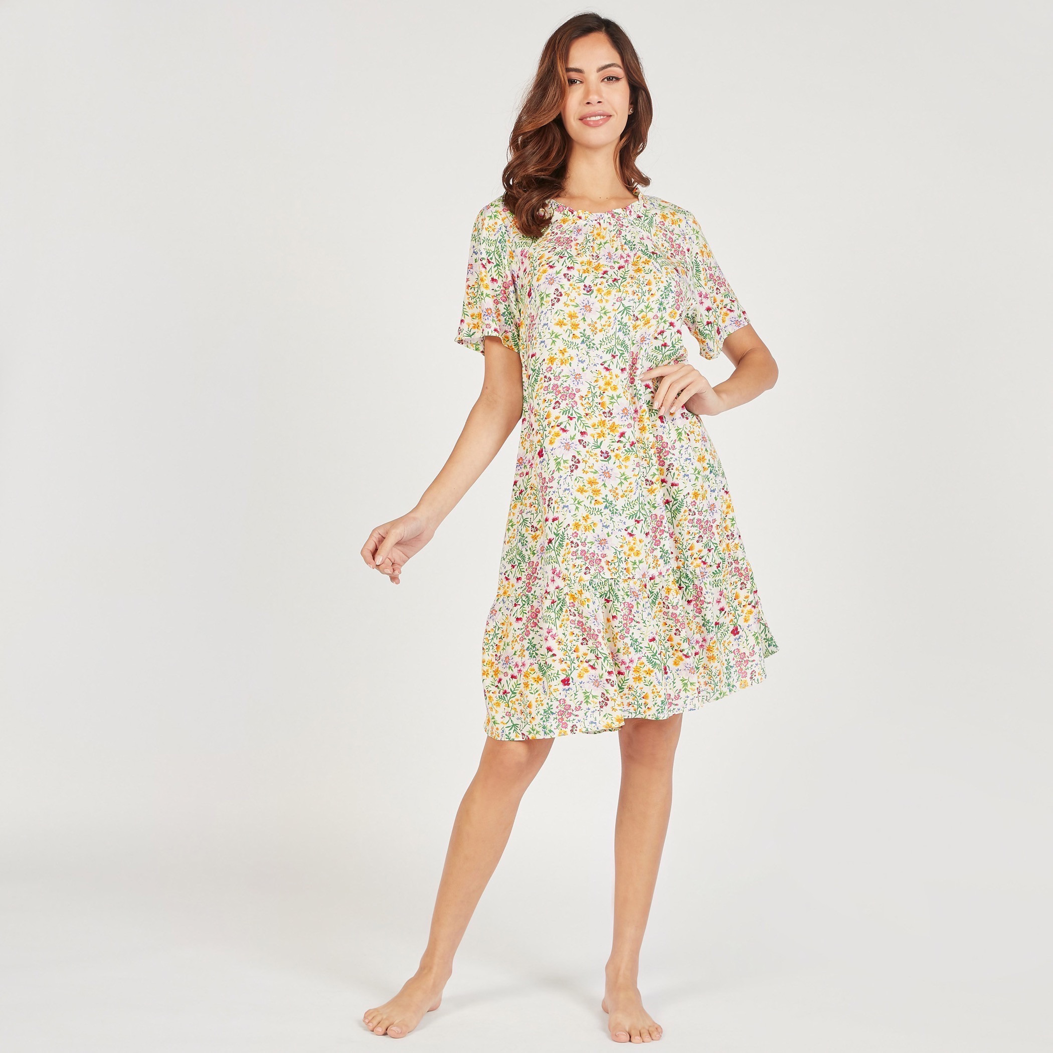 Set of 2 - Assorted Night Dress with Short Sleeves and Ruffled Neckline-women-clothing-nightwear-nighties-image-8