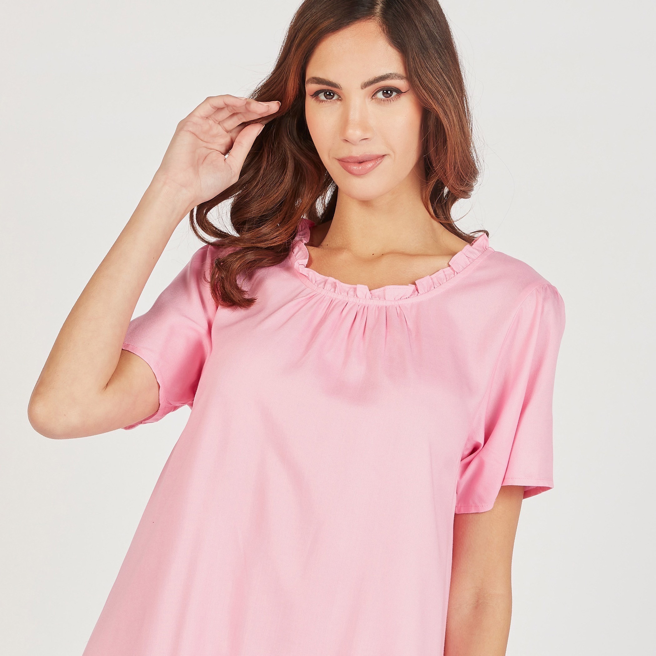 Set of 2 - Assorted Night Dress with Short Sleeves and Ruffled Neckline-women-clothing-nightwear-nighties-image-12
