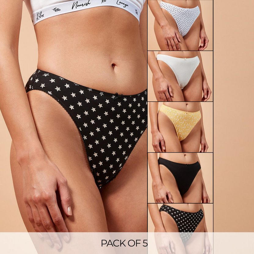 Set of 5 - Printed Hipster Briefs-Panties-image-0