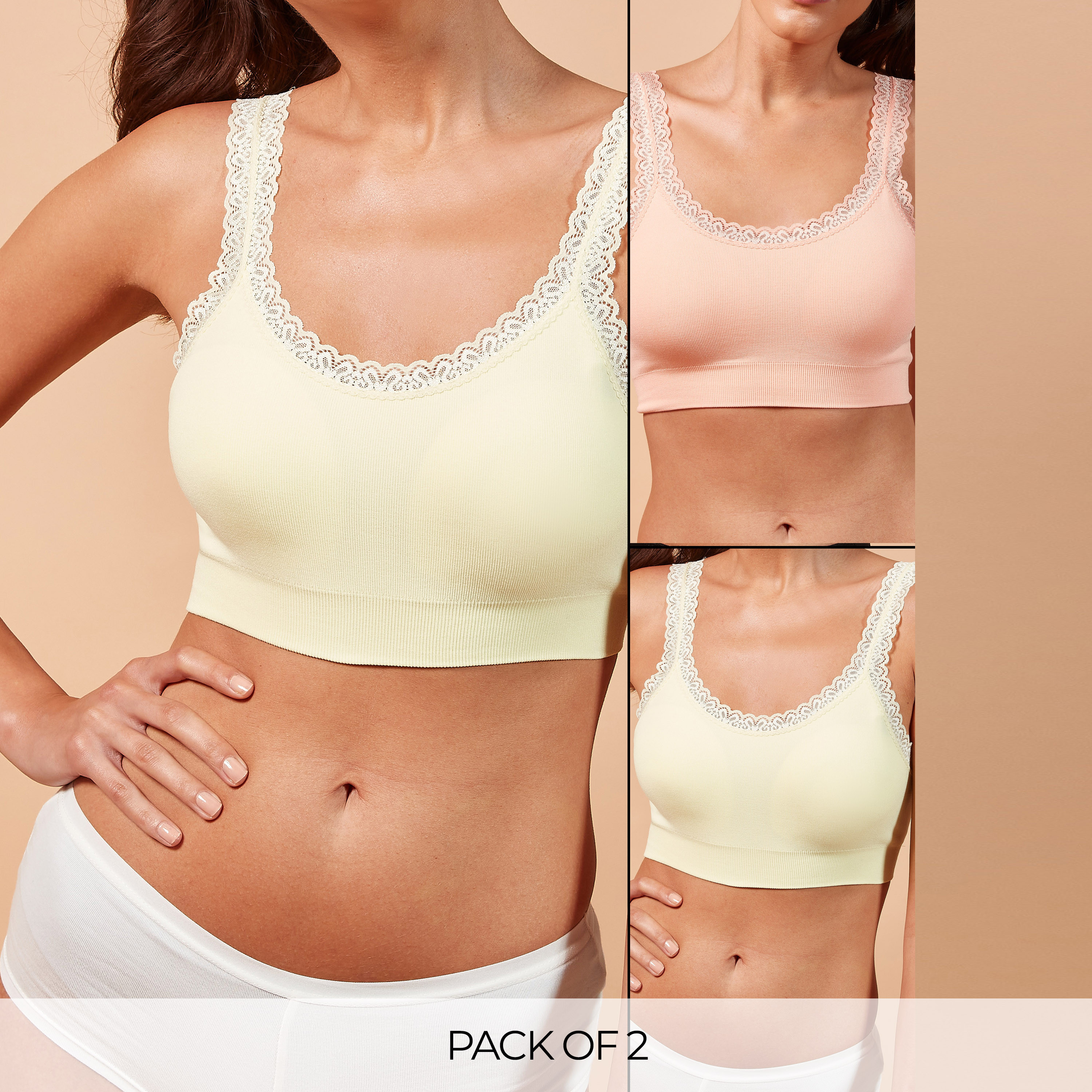 صدريّة سادة ببطانة خفيفة دون خياطة مع حمالات قابلة للتعديل - طقم قطعتين-women-clothing-lingerie-bras-image-8