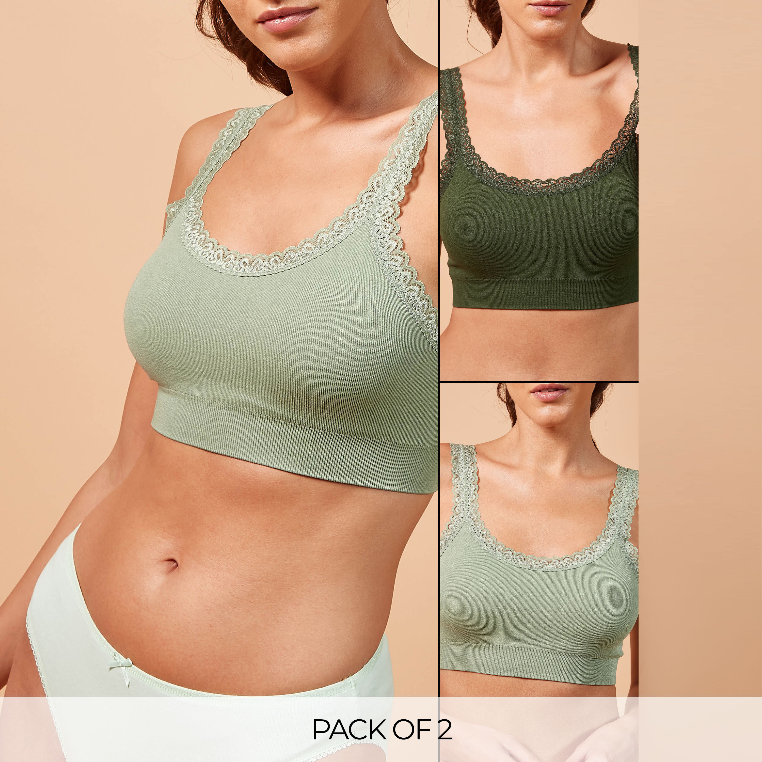 صدريّة سادة ببطانة خفيفة دون خياطة مع حمالات قابلة للتعديل - طقم قطعتين-women-clothing-lingerie-bras-image-21