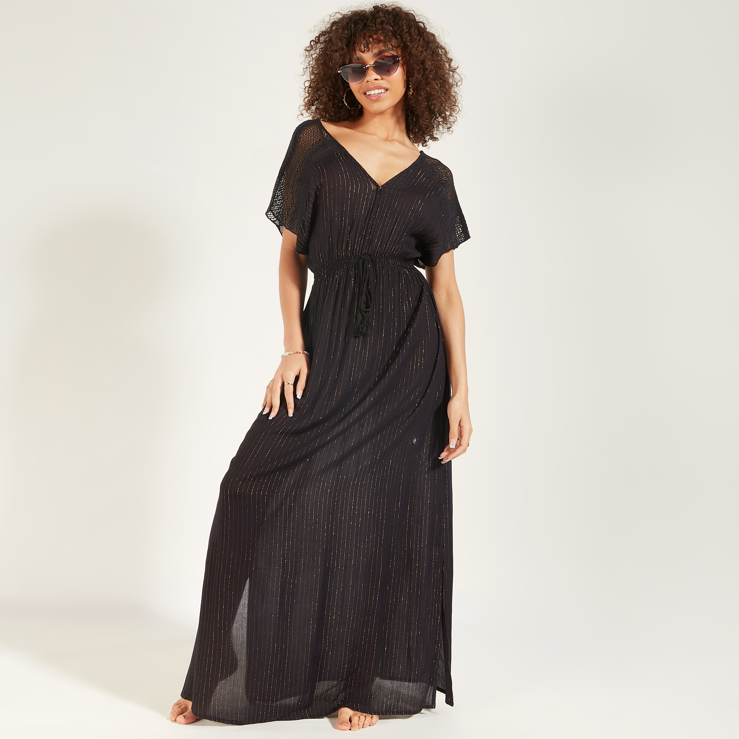 فستان طويل بارز الملمس بتفاصيل فتحة-women-clothing-swimandbeach-beachwear-image-2