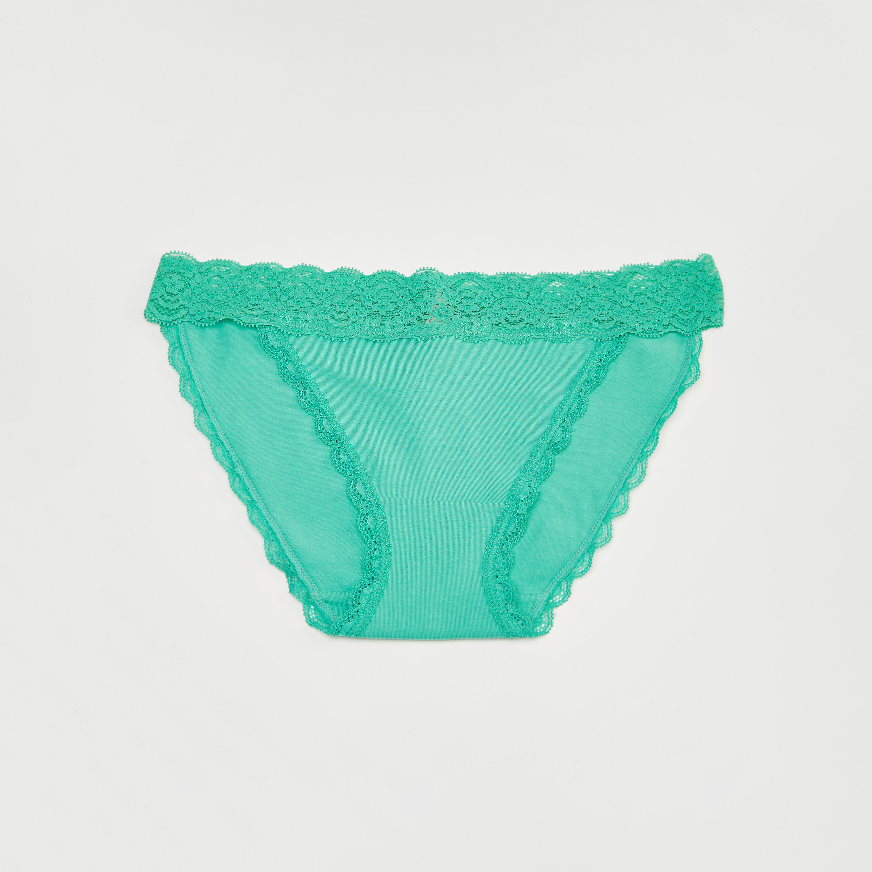 سروال بيكيني بخصر مطّاطي متوسط الارتفاع وتفاصيل دانتيل-women-clothing-lingerie-panties-image-1